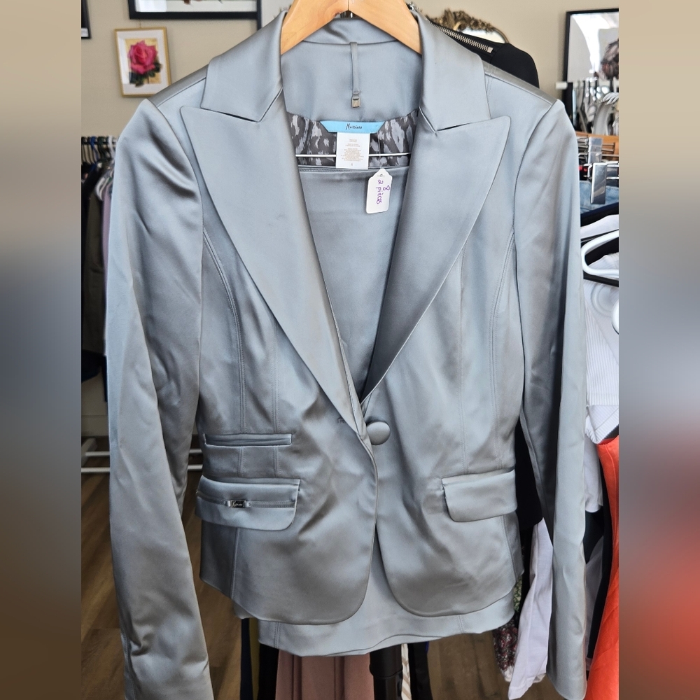 Vintage Marciano Set! Silver Grey Women's Blazer And Skirt